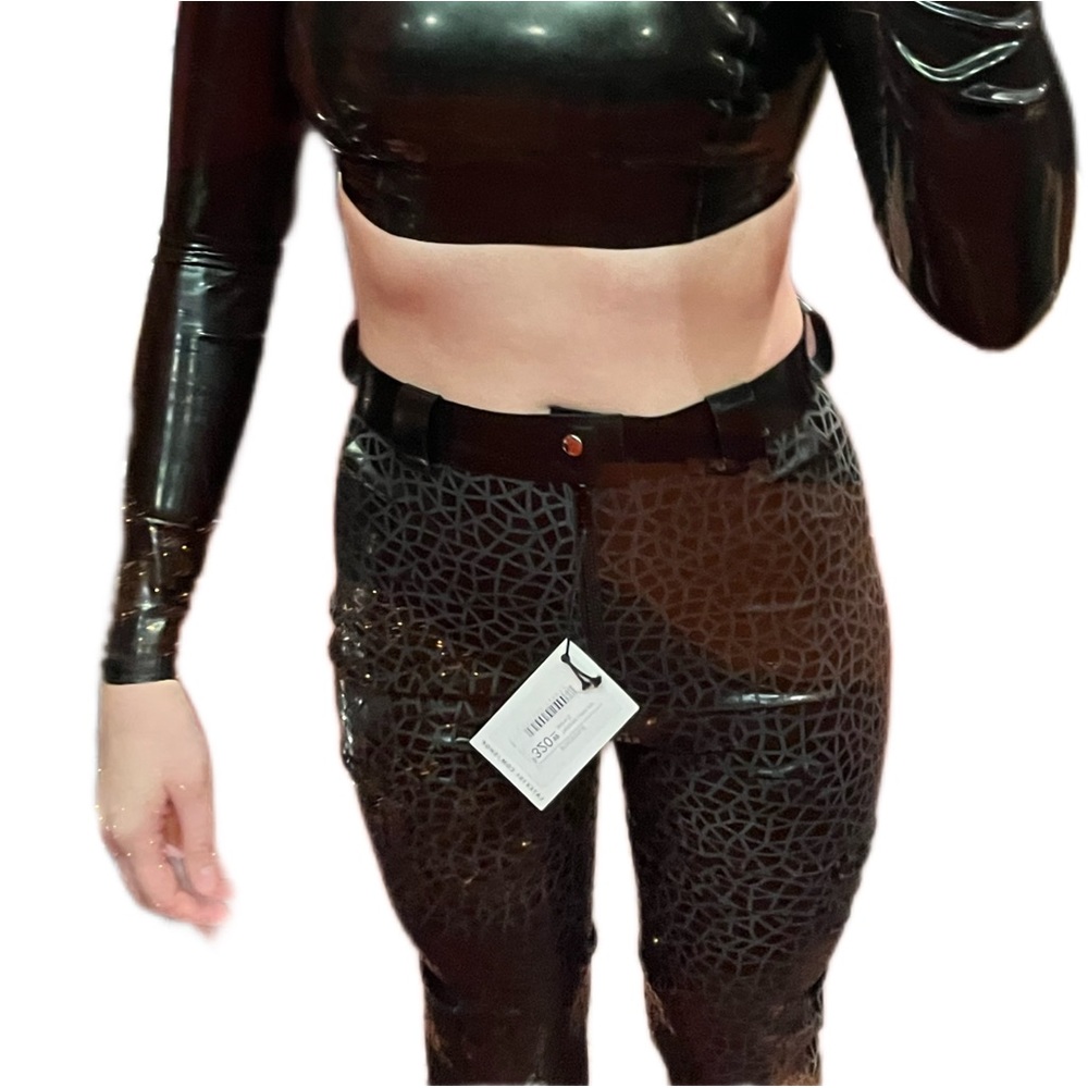 Latex 101 Textured Latex Zip Jeans